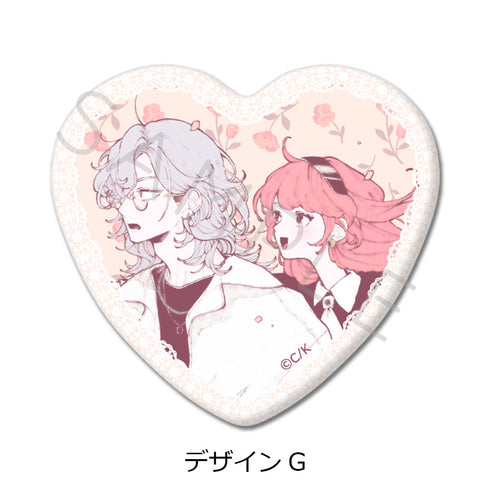 『恋せよまやかし天使ども』ハート型缶バッジ デザインG